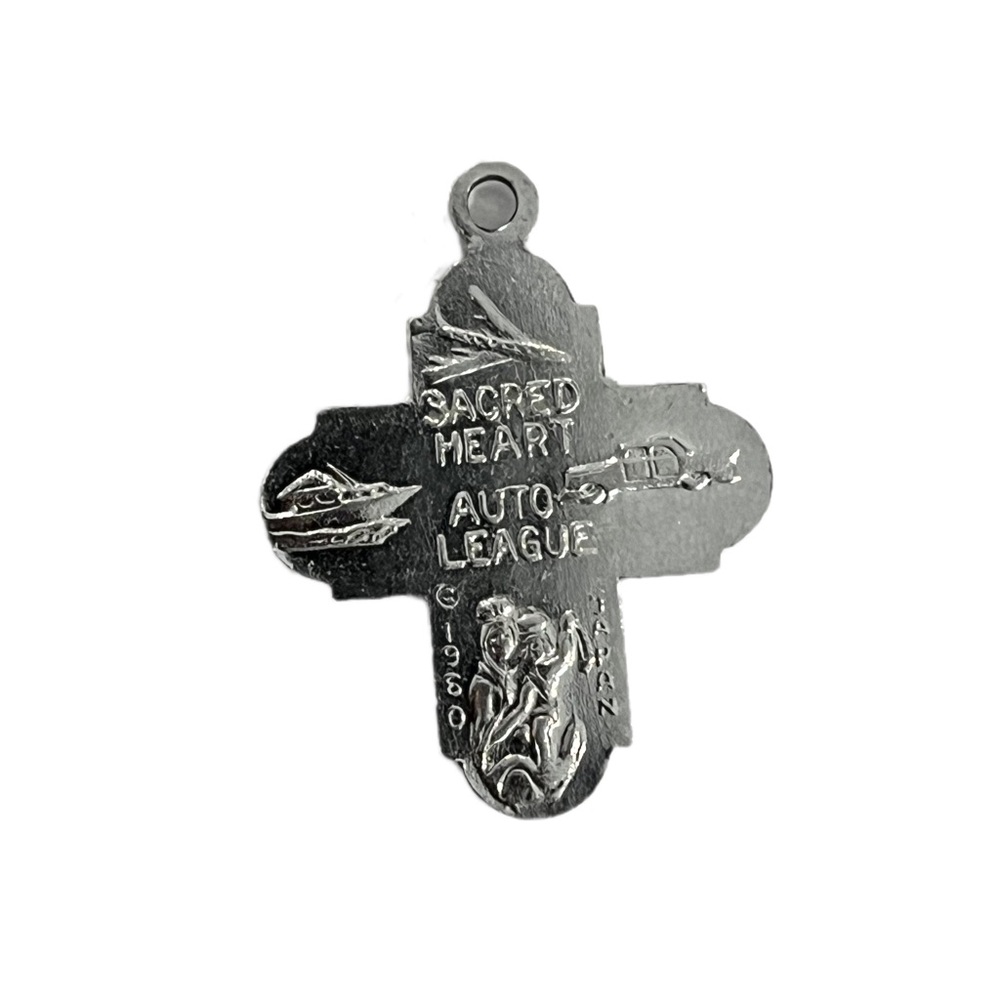 BOGO Vintage Sacred Heart Auto League crucifix pendant Japan 1960